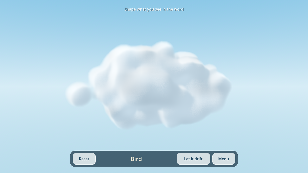 Shaping a cloud to suggest the word Bird